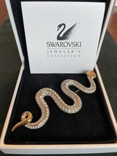 Genuine Swarovski Snake Crystal On Gold, Green Eyes, Large, Chinese zodiac,boxed