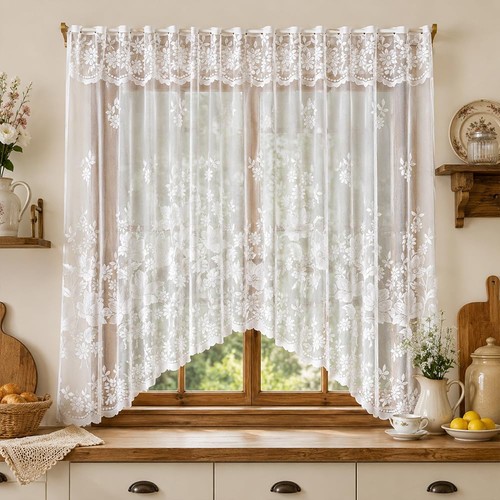 Dallys floral lace net curtain - lace,