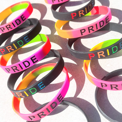 Gay pride rubber wrist - rubber,