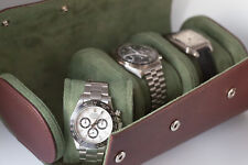 Leather Watch Roll Case - Brown - 3 Watches Travel Storage - Savile Row London