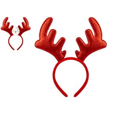Red Glitter Antlers Headband -