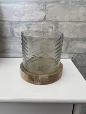Distressed Small Herringbone Hurricane Candle Holder - Post Next Day