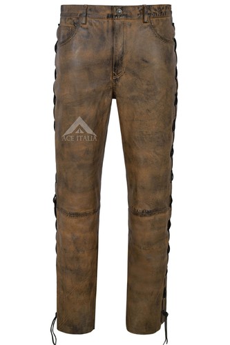 Men biker leather trouser - biker,