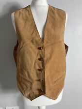 VTG Monsoon brown real leather suede button up waistcoat UK 12 country cowgirl
