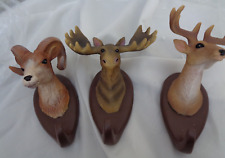 Set of  3D Deer, stag Head wall Hooks Resin Decorative resin Wall Hangers