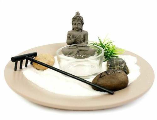 Buddha zen garden - buddha, tealight