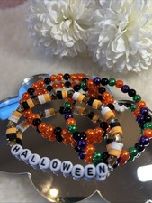 Set Of 3 Halloween Themed Bracelets - Plastic Beads And Clay Beads Mix