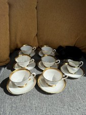 Vintage royal Tuscan fine bone china for Harrods set of 6 cups & saucers & Jug