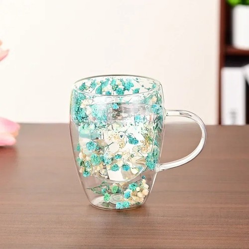 350ml double wall glass mug - double,