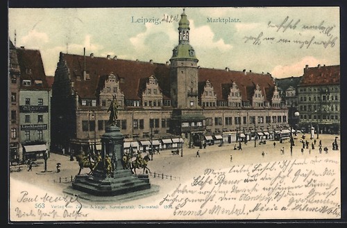 Postcard leipzig tram at - of,