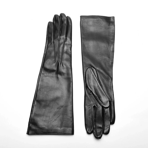 Long black leather opera - long,