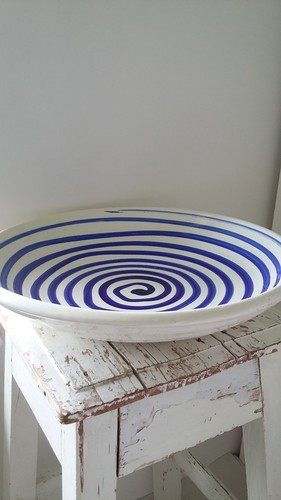Large pottery fruit bowl - , blue