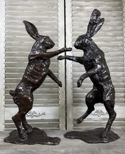 Bronze Hares Boxing Life size