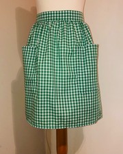 New 'Emerald Green Gingham ' Vintage Style Half / Waist Apron/Pinny