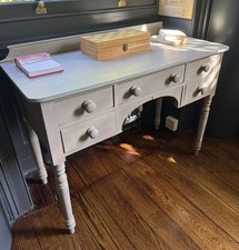 Georgian Pine Desk writing desk, lowboy With Five Drawers Painted