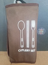 Chinese Roll Up Cutlery Kit in Waterproof Fabric Stainless Utensils Caravan 