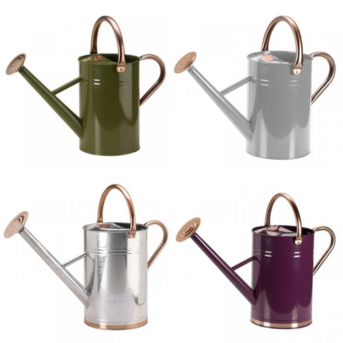 Galvanised metal watering can - metal,
