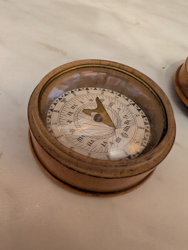 Antique pocket sundial compass - antique,