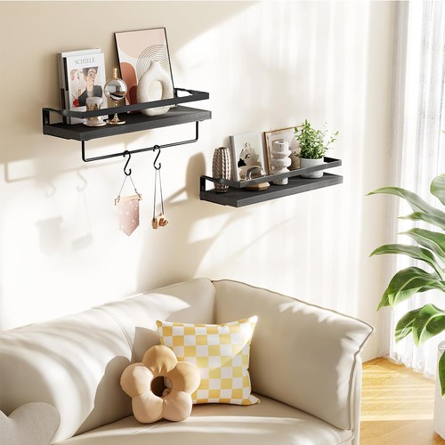 Rustic wood floating shelves - rustic,