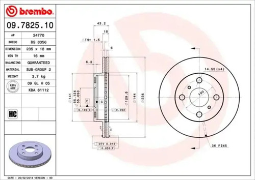 Brake disc internally - 2x,
