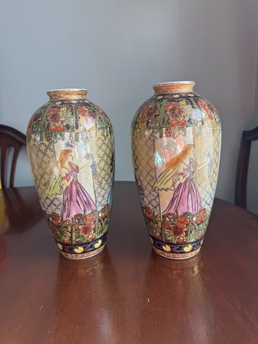 Japanese satsuma style vases - japanese,