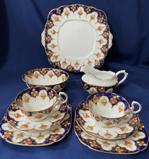 Royal Albert Crown Imari Tea Set of 2 Trios Sugar Bowl Milk Jug Cake Plate #4692