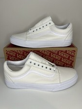 Vans Old Skool True White Trainers Canvas Lace Up Various Sizes 