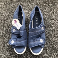 size 7 softlites canvas wedge sandal easy fasten memory foam discontinued bnwt