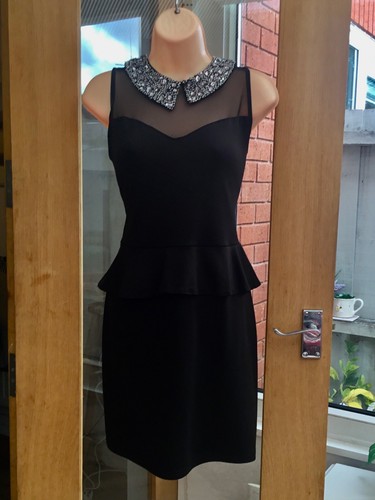 Black peplum pencil wiggle - black,