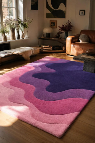 Retro wavy hand tufted - hand, rug