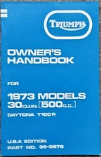 Triumph T100R Daytona 0wners Handbook USA Models 1973 Original Manual Unused