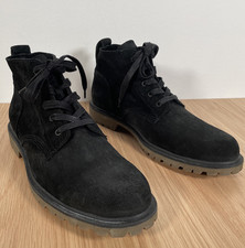 Frye & Co Mens UK 12.5 Desert Boots Chukka Suede Leather Lace Up Black  Lug Sole