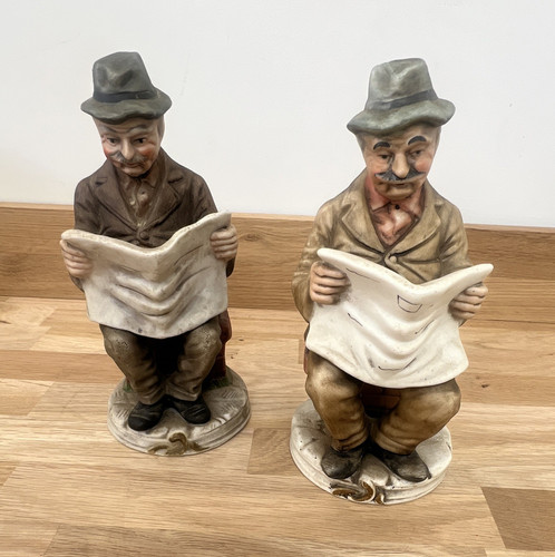 Pair vintage bisque porcelain - pair,