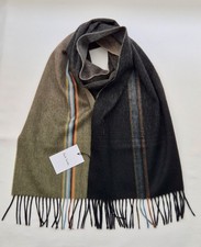 Paul Smith Scarf Central Signature Stripe Herringbone Wool Cashmere Scarf
