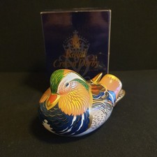 Royal Crown Derby Paperweight Manderin Duck Gold Stopper