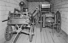 Postcard Virginia City, Montana: Firehouse, Horse-Drawn Equipment Firefighters