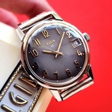 Elgin Calendar Watch Rare Grey