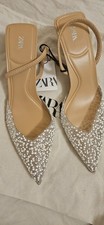 Zara HIGH-HEEL SLINGBACK SHOES WITH FAUX PEARLS