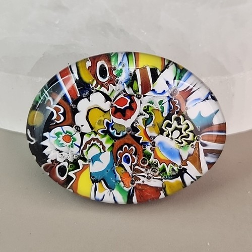 Millefiori glass brooch oval - millefiori,