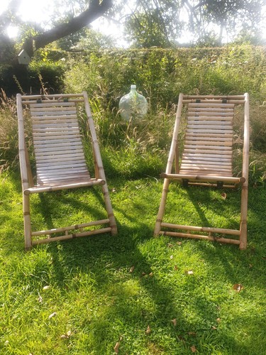 Vintage bamboo deck chair - bamboo , /