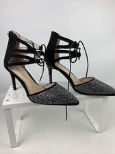 MAYLINE Ladies Stiletto Dress Shoes Black Faux Suede with Sequins UK 4, EUR 37