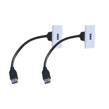 2x 25mm x 50mm USB3.0 Snap In Faceplate for Modular Gang, F to F, 150mm Cable