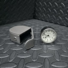 Vintage Roger LASCELLES Travel Alarm Clock In Leather Case.