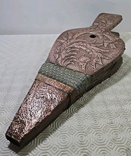 Vintage Large Art Deco Copper and Leather Bellows Fireside Fireplace Companion