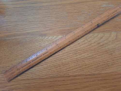 Vintage wooden inch ruler - wooden,