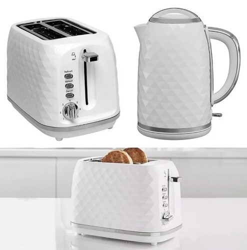 White diamond textured kettle - white,