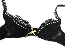 Womens Bra 32A Black with Gold Trim Ann Summers Underwired Push Up Bra