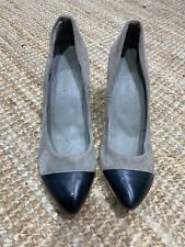 DEENA & OZZY Chic Grey Suede Court Shoes With Black Leather Toe Cap UK 8, EUR 41