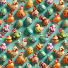 Easter Eggs & Chicks Fabric 3D