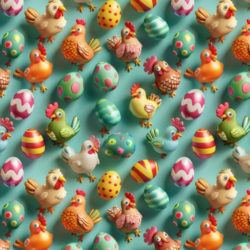 Easter eggs chicks fabric - eggs, 3d